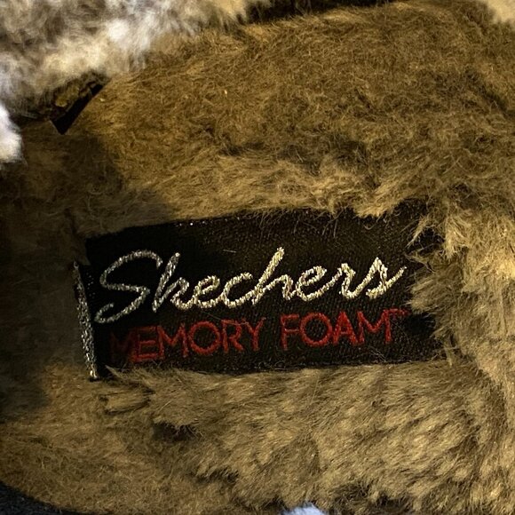 Skechers Memory Foam Slippers Fur Lined Sz 7 Black/Gray #45Q - Picture 8 of 10
